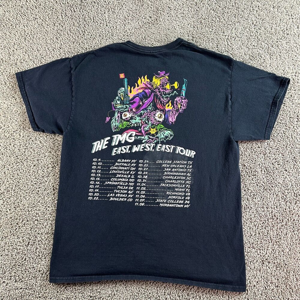 TMG Tiny Meat Gang Shirt Mens Large Black East West East Tour Short Sleeve